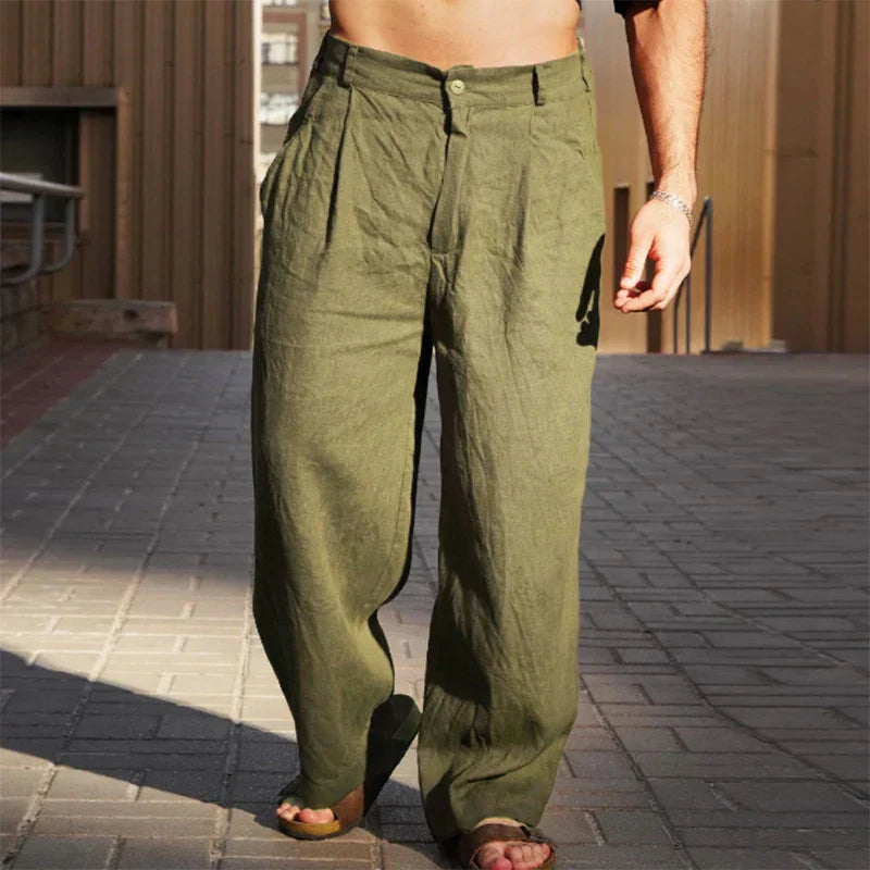 Ibiza™ | zachte katoen-linnen wijde broek