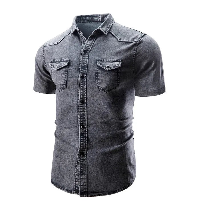 Van Der Waal™ | Korte Mouw Denim Overhemd