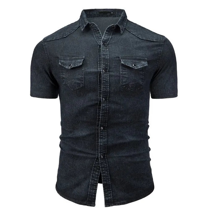 Van Der Waal™ | Korte Mouw Denim Overhemd