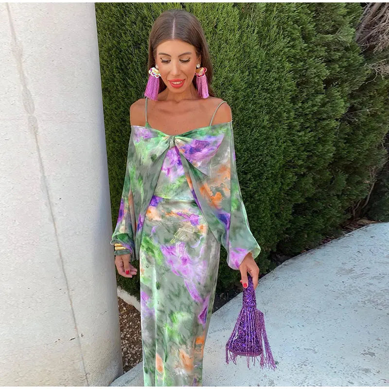 Anisten™ | Stijlvolle maxi-jurk met halo-dyeprint