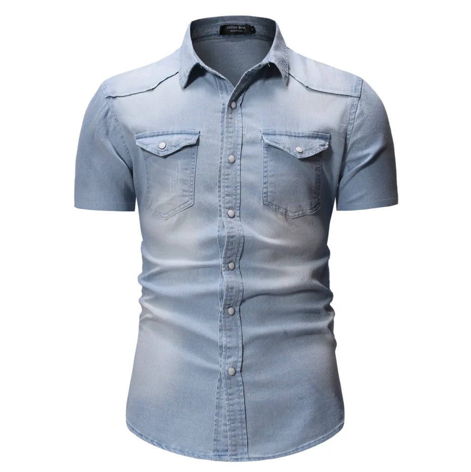 Van Der Waal™ | Korte Mouw Denim Overhemd