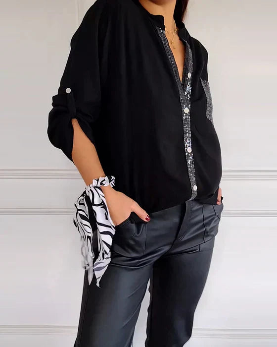 Solenne™ | Glamour top met pailletten