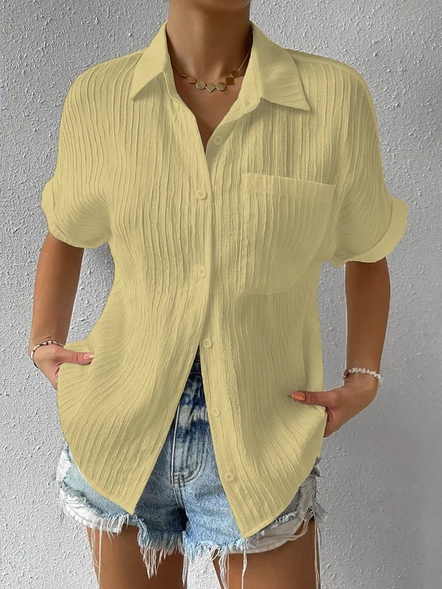 Sivelle™ | Relaxed Knoopblouse met Textuur