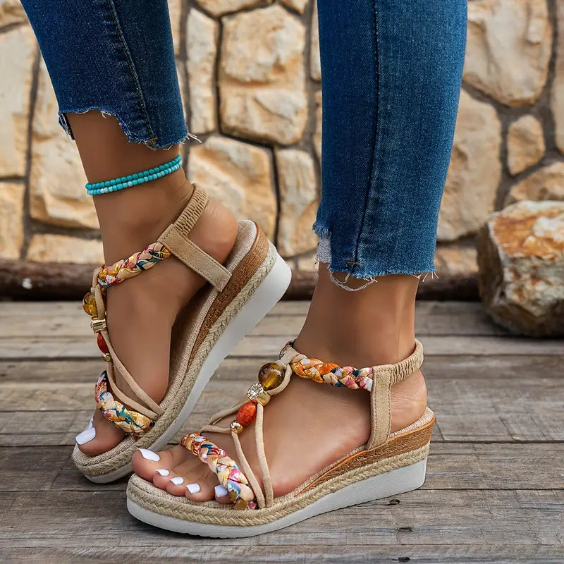 Solea™ | Boho sandalen met ergonomische sleehak