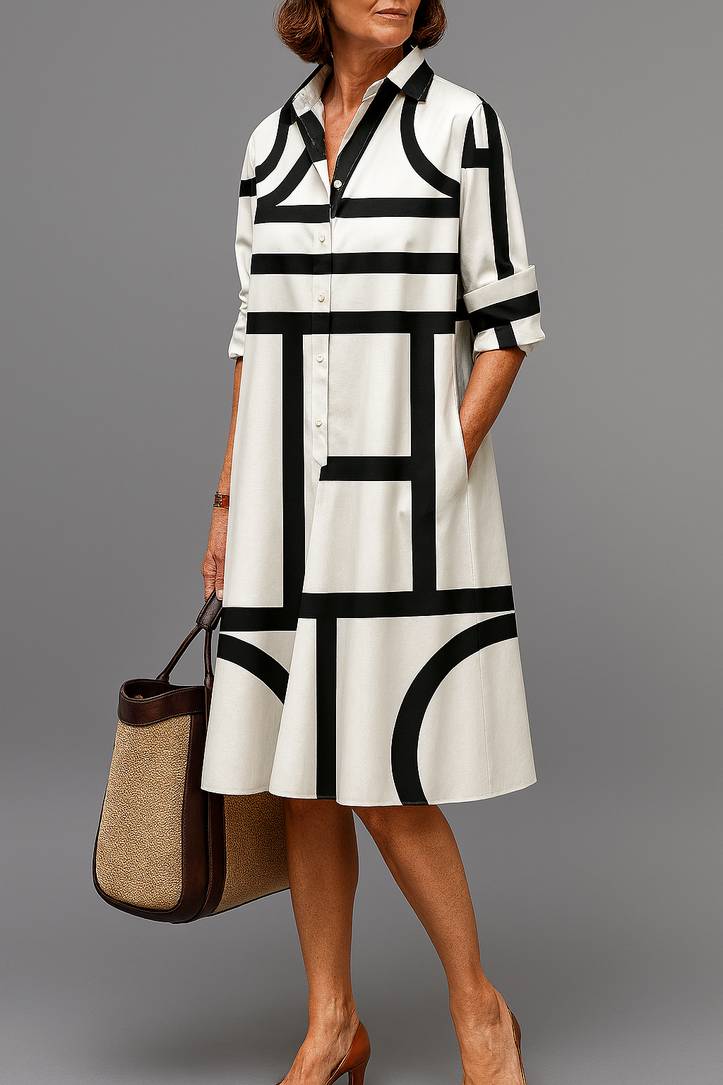 Florina™ | Luxe Geometrische Midi Jurk