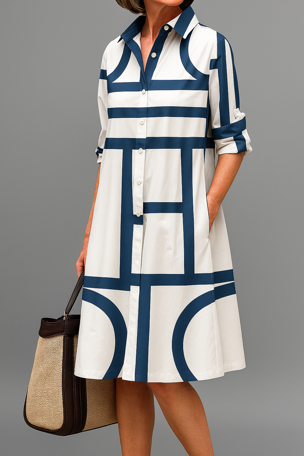 Ellora™ | Geometrische Midi Jurk