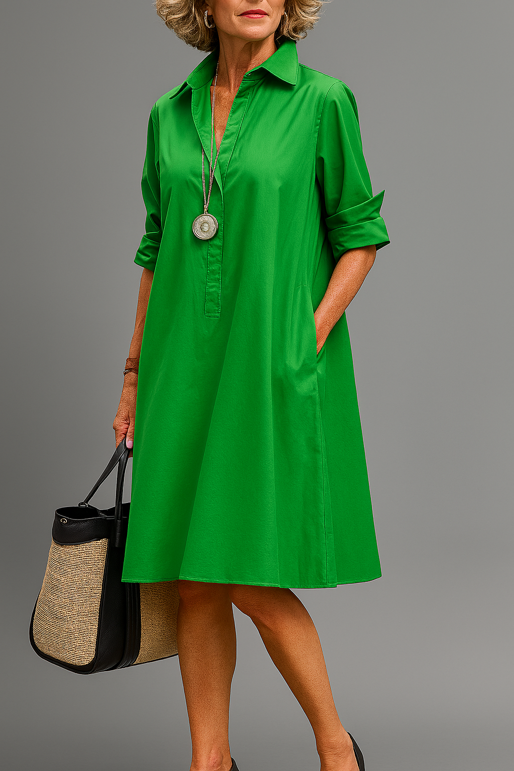 Cerylia™ | Smaragd Midi Jurk