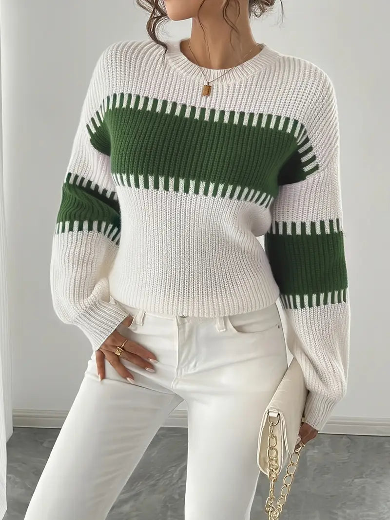 Althea™ | Chique Colorblock Gestreepte Gebreide Trui