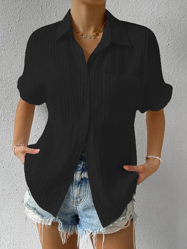 Sivelle™ | Relaxed Knoopblouse met Textuur