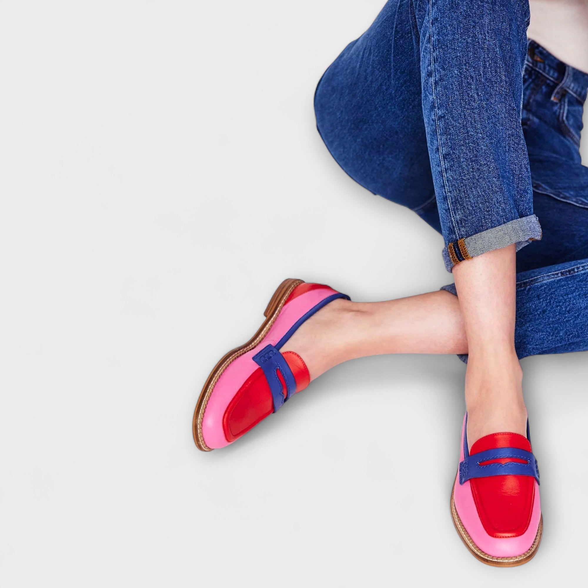 Van Der Waal™ | Patchwork Mocassins met Ronde Neus