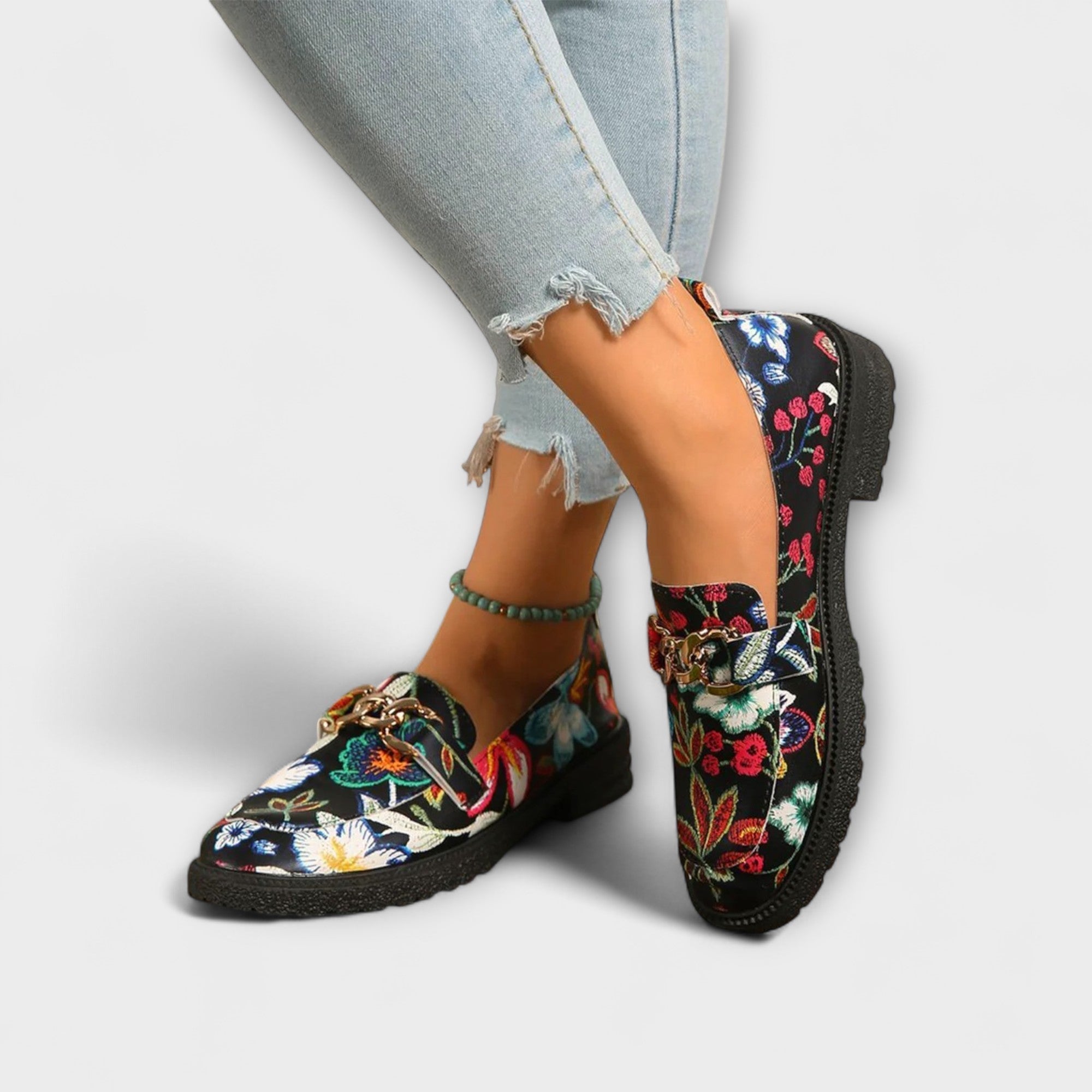 Van Der Waal™ | Mocassins met Bloemenmotief