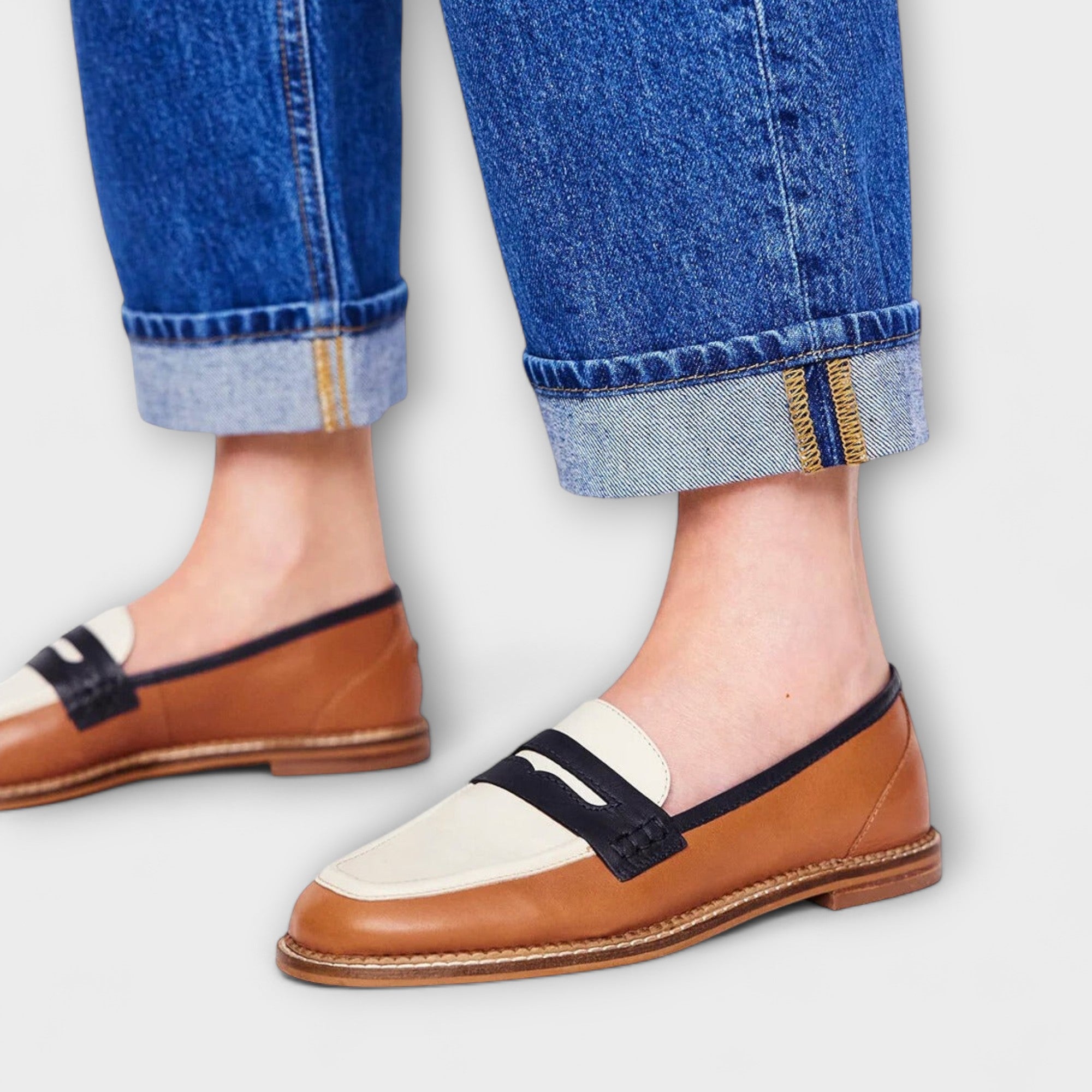 Van Der Waal™ | Mocassins met Ronde Neus en Kleurenblok