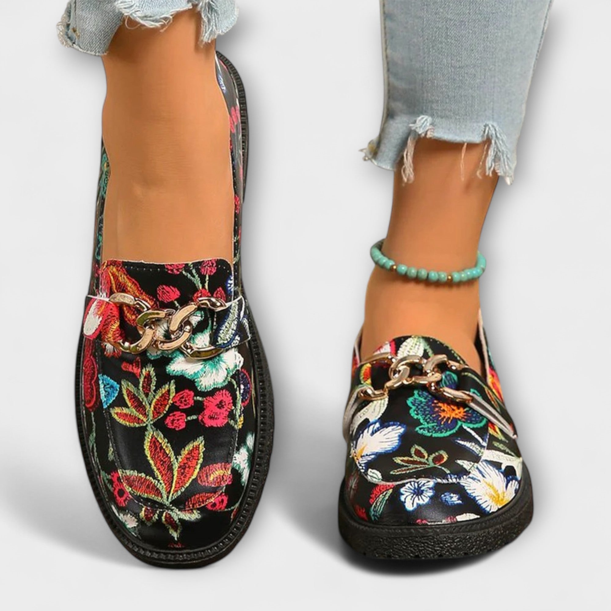 Van Der Waal™ | Mocassins met Bloemenmotief