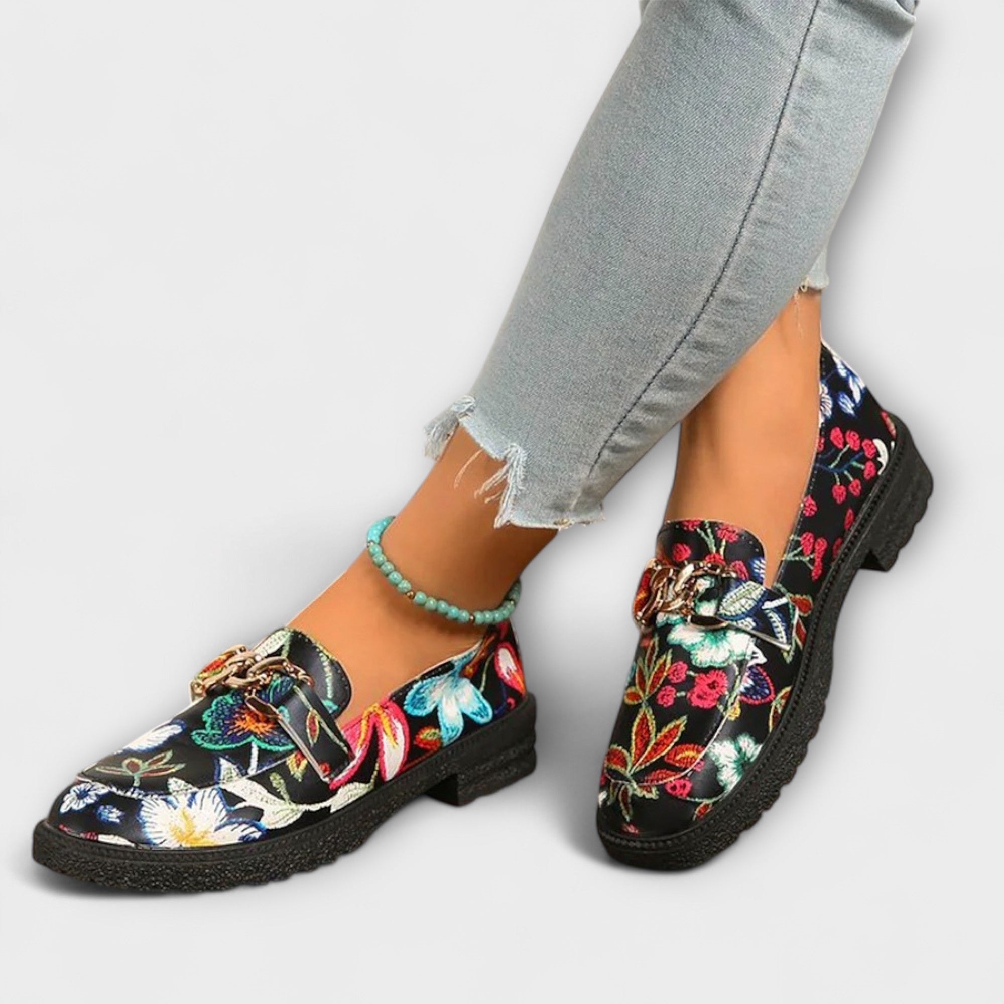 Van Der Waal™ | Mocassins met Bloemenmotief