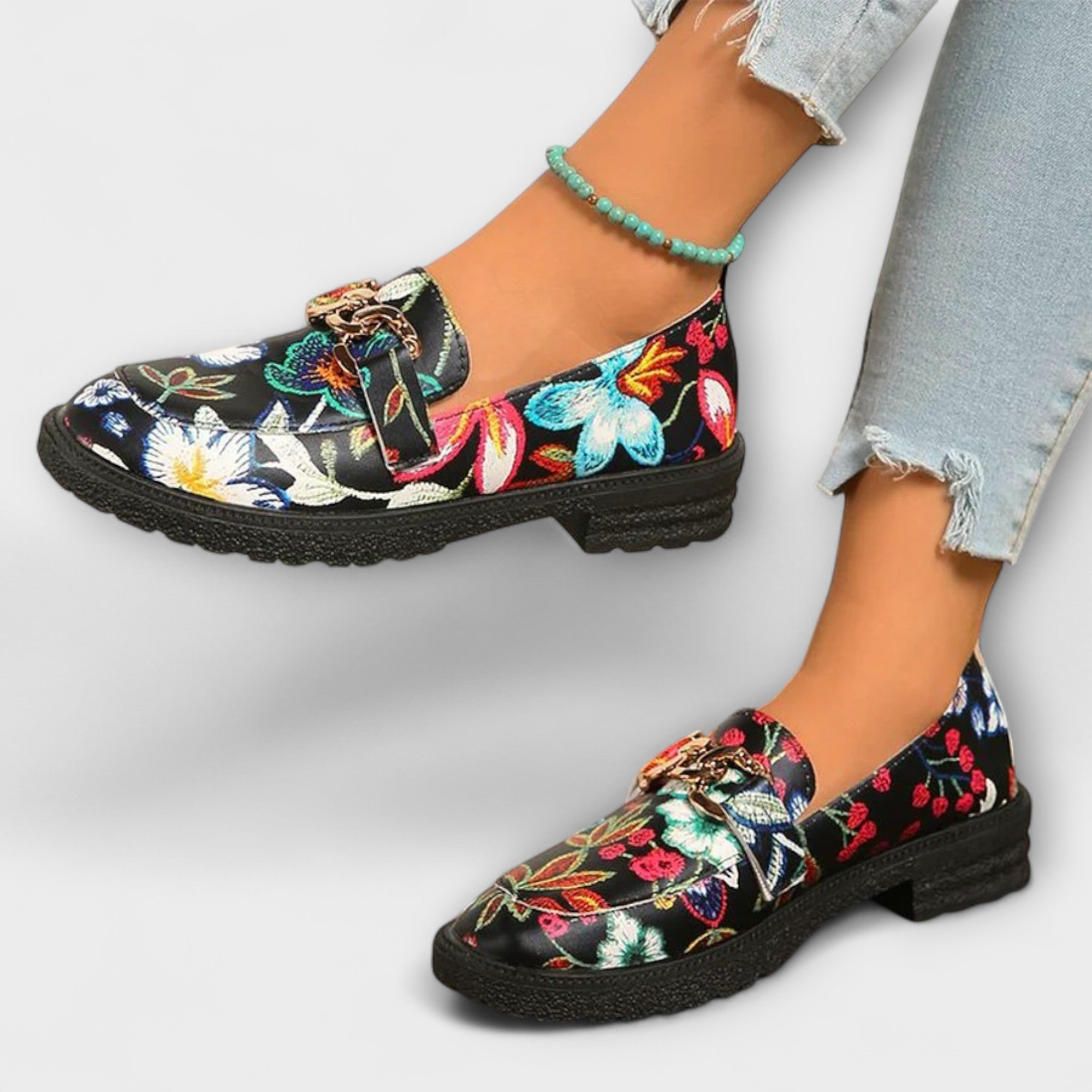 Van Der Waal™ | Mocassins met Bloemenmotief
