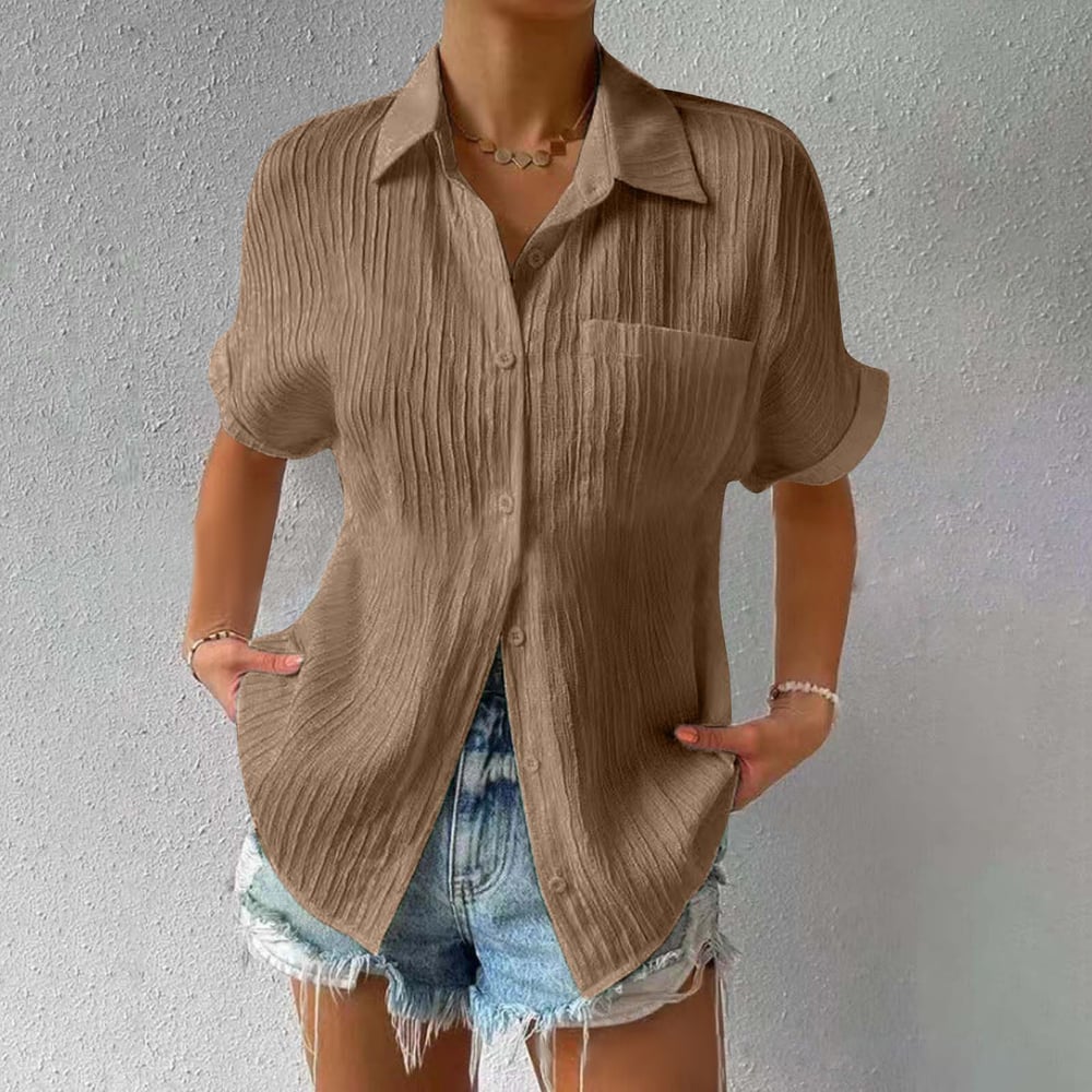 Sivelle™ | Relaxed Knoopblouse met Textuur