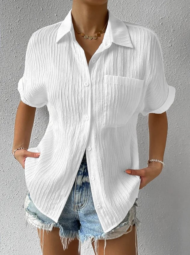 Sivelle™ | Relaxed Knoopblouse met Textuur