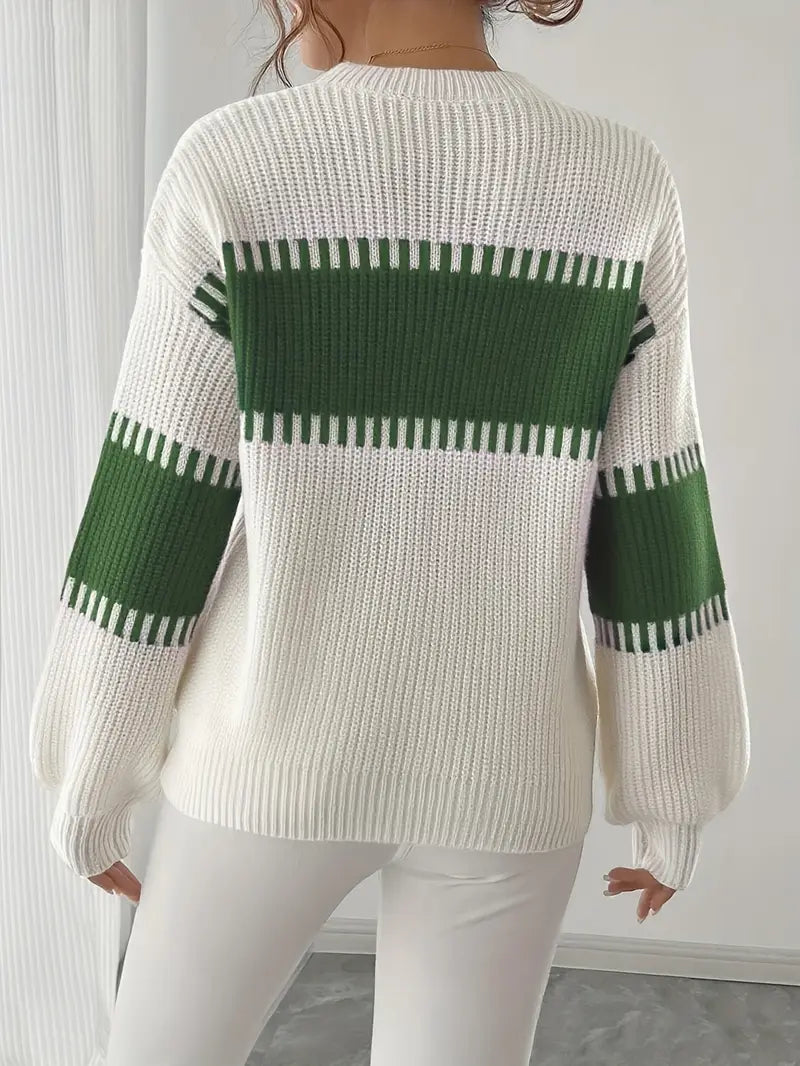 Althea™ | Chique Colorblock Gestreepte Gebreide Trui