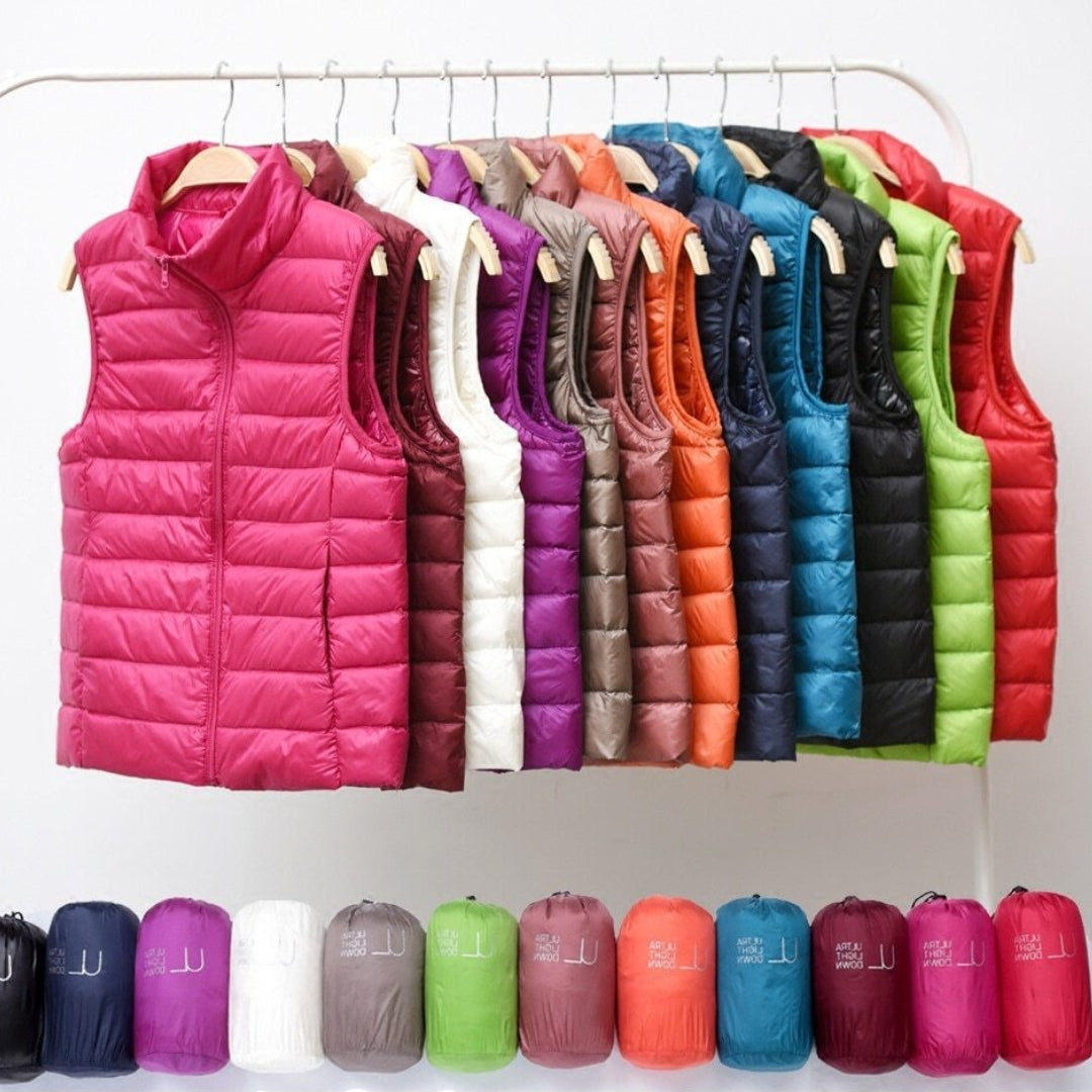 Amira™ | Lichtgewicht donsbodywarmer met plooidetail