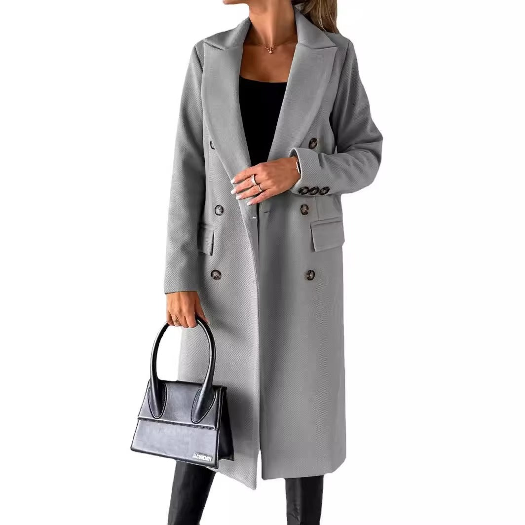 Milyn™ | Lange dubbelgeknoopte jas